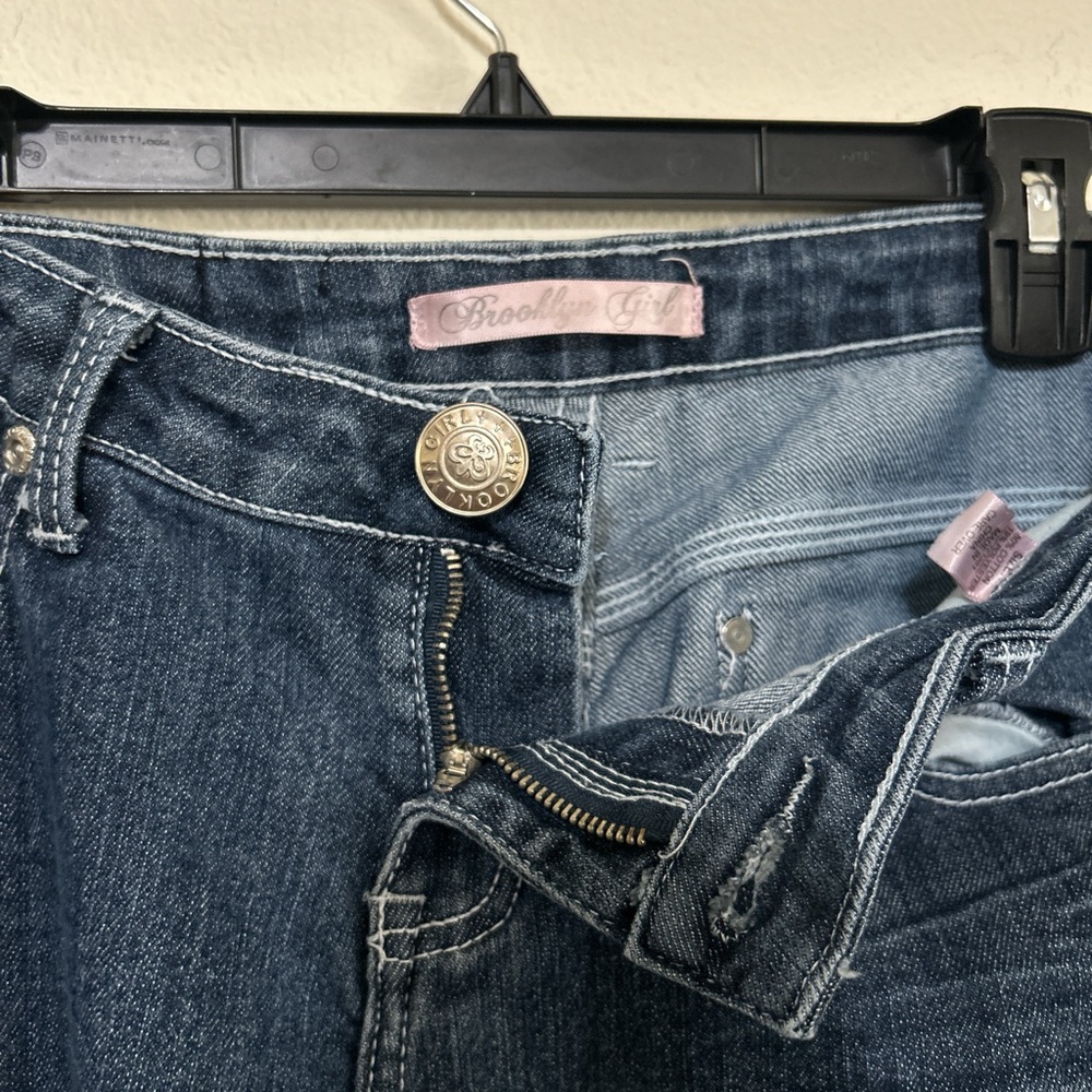 Brooklyn Girl Dark Wash Skinny Jeans Size 7 Grommet Lace Up Pocket Y2K Cyber - Picture 2 of 7